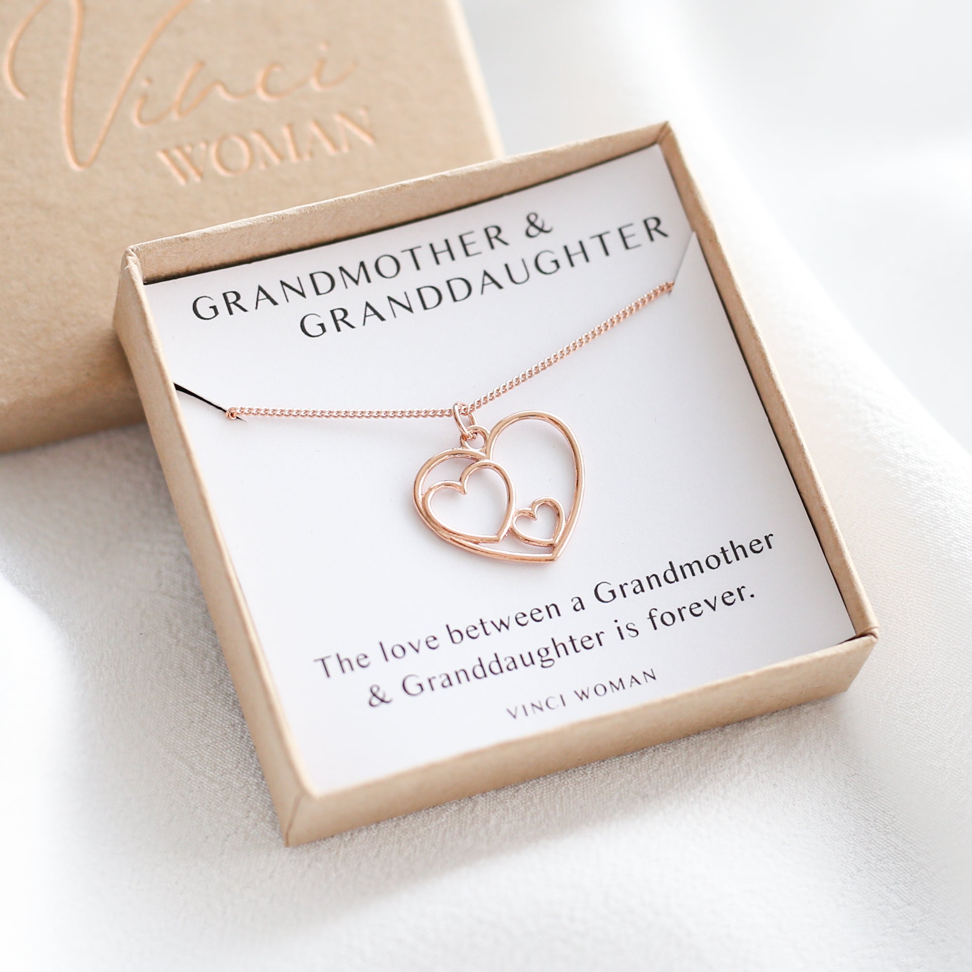 Grandmother Gift - Double Heart Necklace - Vinci Woman