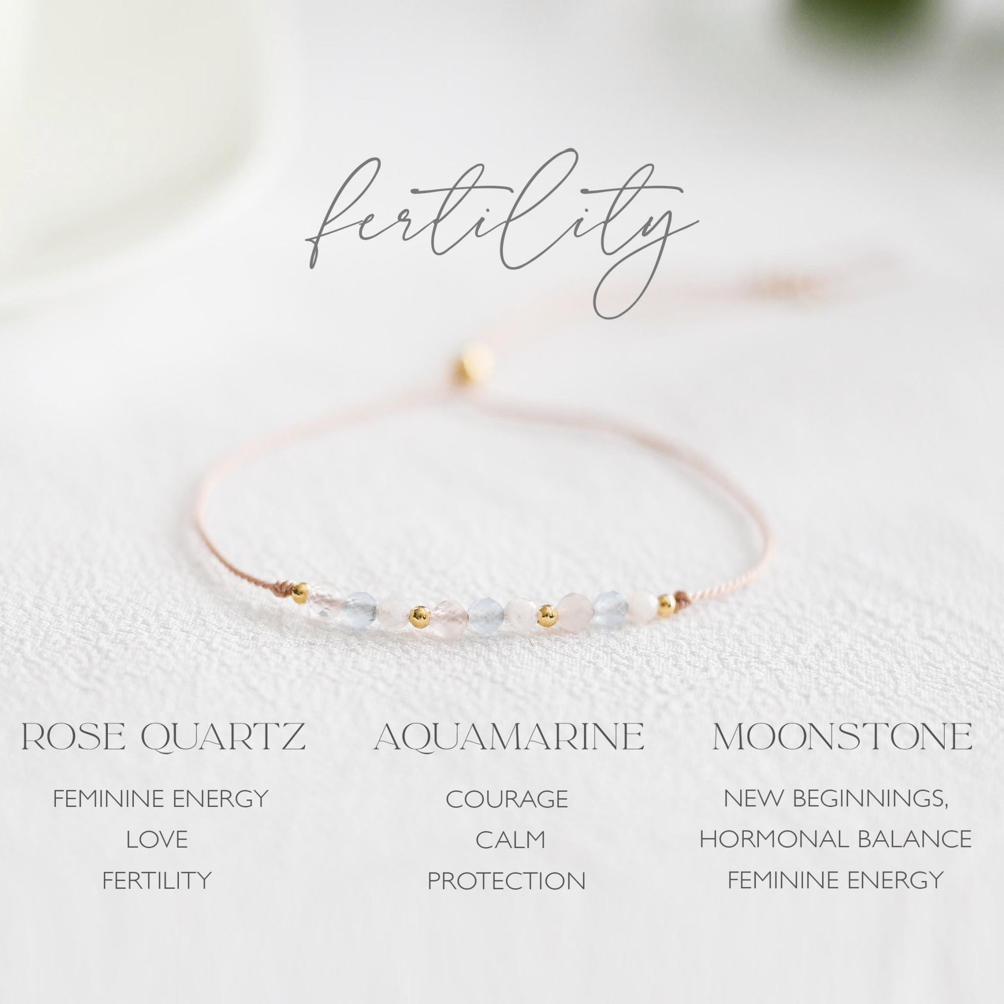 Dainty Fertility Cord Crystal Bracelet - Vinci Woman