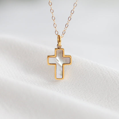 Mother of Pearl Cross Necklace - Vinci Woman