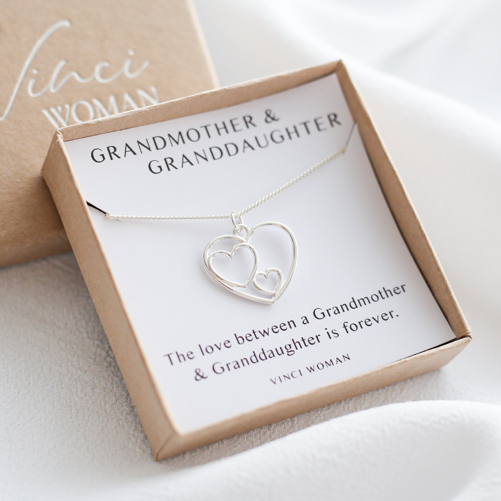 Grandmother Gift - Double Heart Necklace - Vinci Woman