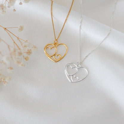 Mother & Daughter Gift - Double Heart Necklace - Vinci Woman