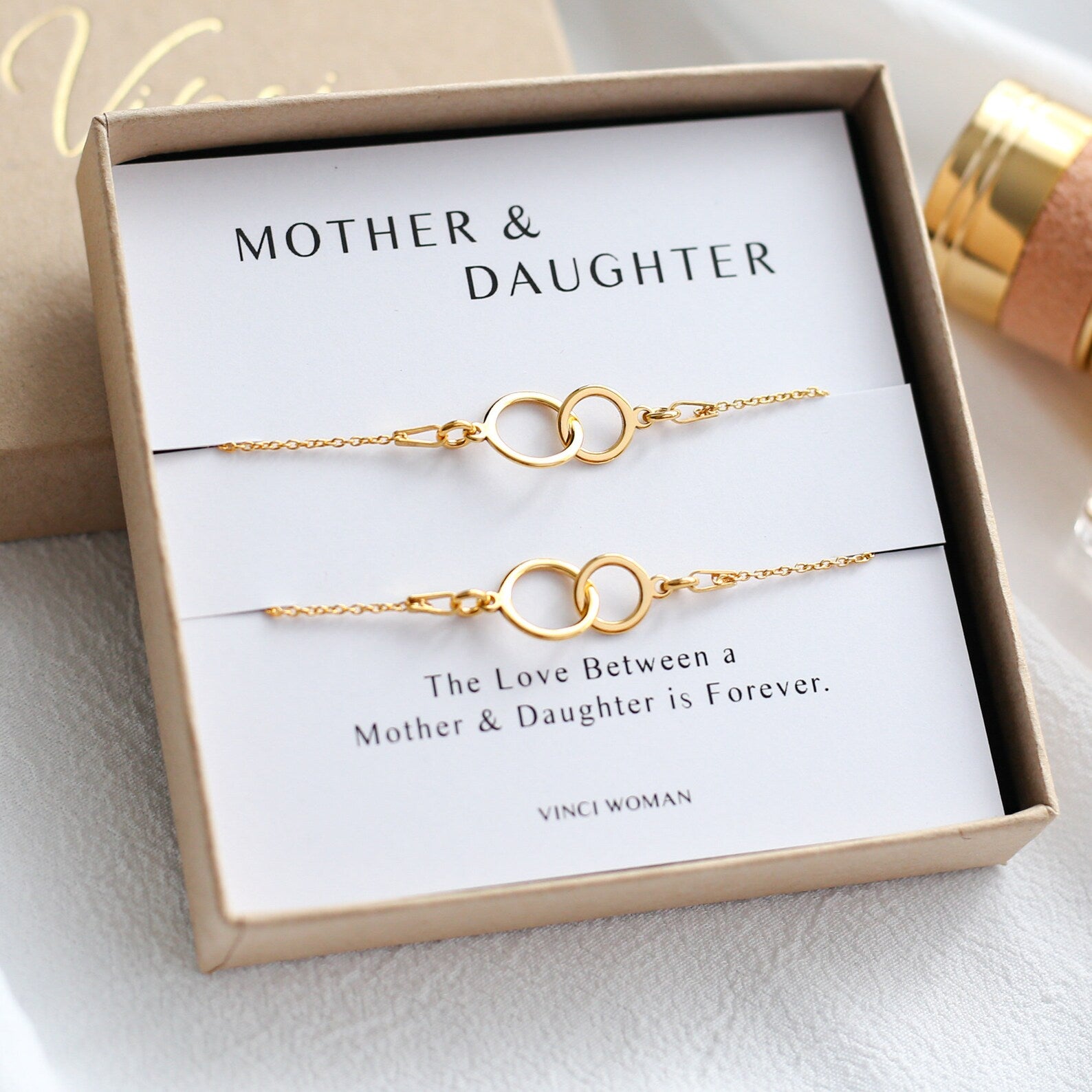 Mother & Daughter Bracelet Set – Interlocking Circles - Vinci Woman