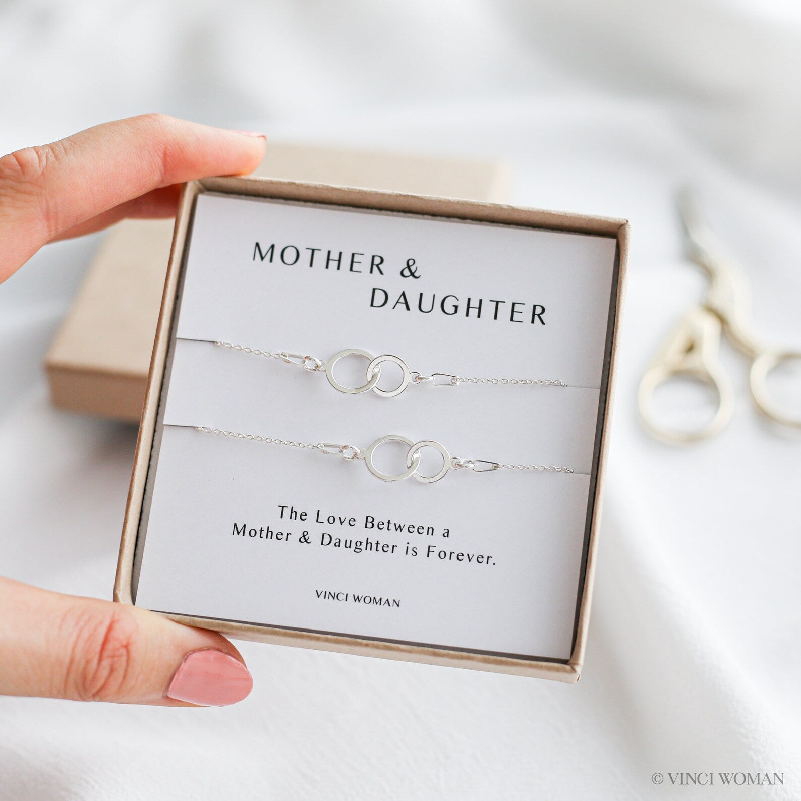 Mother & Daughter Bracelet Set – Interlocking Circles - Vinci Woman
