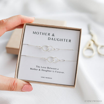 Mother & Daughter Bracelet Set – Interlocking Circles - Vinci Woman