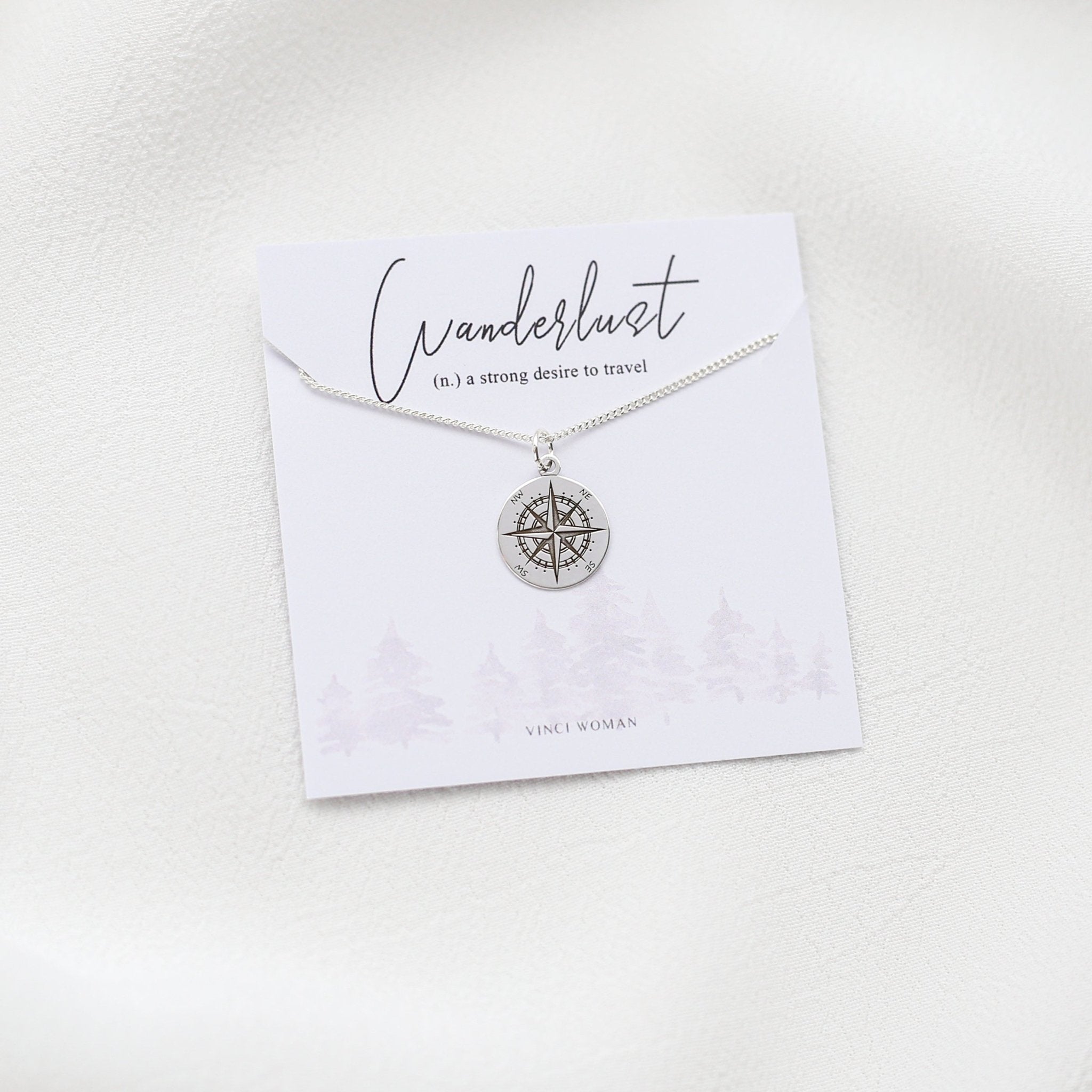 Compass Wanderlust Sterling Silver Necklace - Vinci Woman
