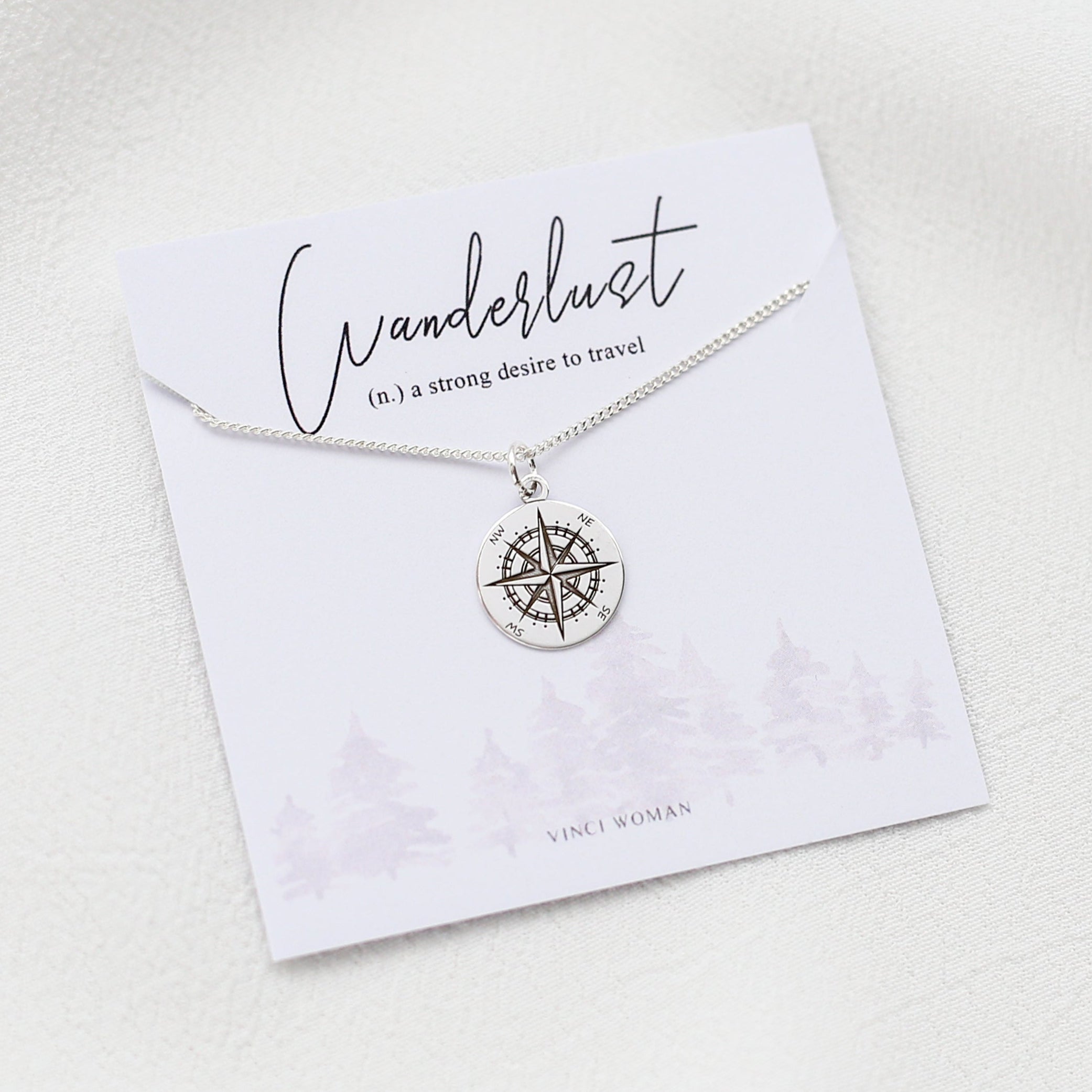 Compass Wanderlust Sterling Silver Necklace - Vinci Woman