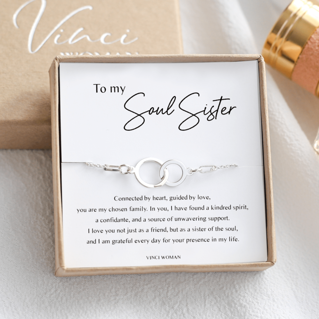 Soul Sister Bracelet – Interlocking Circles Gift for Best Friend - Vinci Woman